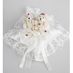 Wedding Ring Pillow In Satin And Lace With Cute Bear(103018256)