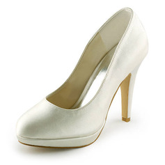 Satin Stiletto Heel Closed Toe Platform Pumps Wedding Shoes (047008119)