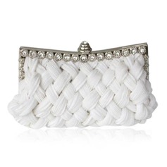 White Gorgeous Satin With Shining Rhinestones Evening Handbags (012011024)