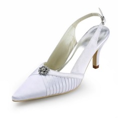 Satin Stiletto Heel Slingbacks Wedding Shoes With Rhinestone (047011887)