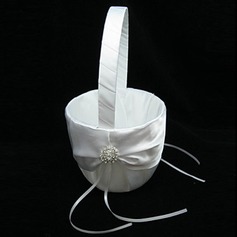 Beautiful Flower Basket In White Satin(102018093)