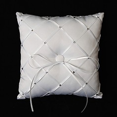 White Satin Ring Pillow With Rhinestones And Bow(103018266)