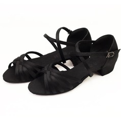 Satin Sandals Flats Latin Dance Shoes (053009738)