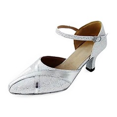 Leatherette Sparkling Glitter Heels Pumps Modern Dance Shoes With Ankle Strap (053013152)