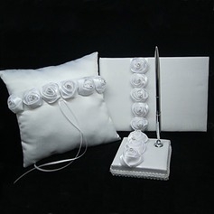 White Ring Pillow With Guest Book and Pen Set (3 Pieces)(100017966)