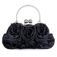 Black Gorgeous Silk Evening Handbags/ Clutches/ Top Handle Bags/ Wristlets  (012005435)
