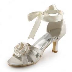 Satin Stiletto Heel Sandals Wedding Shoes With Satin Flower (047005444)