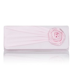 Pink Gorgeous Satin/ Silk Shell With Applique Evening Handbags (012008207)