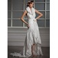 A-Linie/Princess-Linie Neckholder Asymmetrisch Taft Brautkleid mit Rüschen Blumen (002012923)