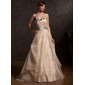 A-Line/Princess Floor-Length Taffeta Organza Prom Dress With Ruffle Sash Appliques (018015055) A-Line/Princess Floor-Length Taffeta Organza Prom Dress With Ruffle Sash Appliques (018015055)