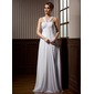 Empire V-neck Watteau Train Chiffon Wedding Dress With Ruffle Beadwork (002011424)