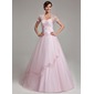 Ball-Gown Sweetheart Floor-Length Satin Tulle Quinceanera Dress With Ruffle Lace Beading (021003140)
