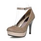 Sparkling Glitter Stiletto Heel Closed Toe Platform Pumps With Buckle (085015287)