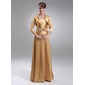 A-Line/Princess Strapless Floor-Length Charmeuse Mother of the Bride Dress With Ruffle Beading Flower(s) Sequins (008005709)
