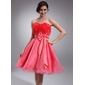 Vestidos princesa/ Formato A Coração Na altura do joelho Tafetá Organza Vestidos de boas vindas com Pregueado (022021052)