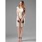Sheath Square Neckline Knee-Length Satin Kate Middleton Style With Ruffle (044020783)