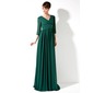 Guaina Scollo a V Cappella treno Chiffon  Charmeuse Golden Globe abiti in stile con Increspatura  Perline (027003881)