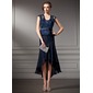 A-Line/Princess Sweetheart Asymmetrical Chiffon Charmeuse Lace Mother of the Bride Dress (008005924)