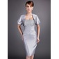 Sheath Strapless Knee-Length Taffeta Mother of the Bride Dress With Ruffle Lace Beading (008005750)