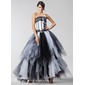 Ball-Gown Strapless Floor-Length Satin Tulle Quinceanera Dress With Lace (021022475)