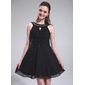 A-Line/Princess Scoop Neck Knee-Length Chiffon Homecoming Dress With Ruffle Beading (022025587)