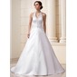 A-Line/Princess Halter Court Train Satin Wedding Dress With Ruffle Beadwork Sequins (002012596) A-Line/Princess Halter Court Train Satin Wedding Dress With Ruffle Beadwork Sequins (002012596)