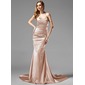 Mermaid Sweetheart Court Train Charmeuse Holiday Dress With Ruffle Beading (020013079)