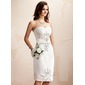 Sheath/Column Sweetheart Knee-Length Satin Wedding Dress With Beadwork Sequins (002012673) Sheath/Column Sweetheart Knee-Length Satin Wedding Dress With Beadwork Sequins (002012673)