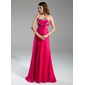 Empire Sweetheart Sweep Train Chiffon Holiday Dress With Ruffle Beading (020015319)