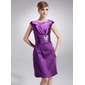 Empire Scoop Neck Knee-Length Charmeuse Mother of the Bride Dress With Ruffle (008006458) Empire Scoop Neck Knee-Length Charmeuse Mother of the Bride Dress With Ruffle (008006458)