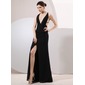 Sheath V-neck Sweep Train Chiffon Evening Dress (017014068) Sheath V-neck Sweep Train Chiffon Evening Dress (017014068)