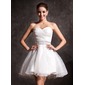 Vestidos princesa/ Formato A Coração Curto/ Mini Organza Vestido de noiva com Pregueado Bordado Sequins (002011383)