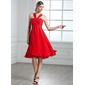 Empire V-neck Knee-Length Chiffon Cocktail Dress With Ruffle (016002435)
