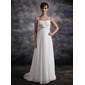 Empire Sweetheart Court Train Chiffon Bridesmaid Dress With Ruffle Beading Flower(s) (007016873)