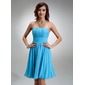 A-Line/Princess Sweetheart Knee-Length Chiffon Bridesmaid Dress With Ruffle (007004986)