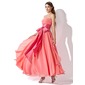 Empire Strapless Ankle-Length Chiffon Charmeuse Prom Dress With Ruffle Sash (018004816)