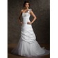 A-Line/Princess One-Shoulder Court Train Taffeta Organza Wedding Dress With Ruffle Beadwork Flower(s) Sequins (002011513) A-Line/Princess One-Shoulder Court Train Taffeta Organza Wedding Dress With Ruffle Beadwork Flower(s) Sequins (002011513)