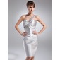 Sheath One-Shoulder Knee-Length Charmeuse Cocktail Dress With Ruffle Lace Beading (016021058)