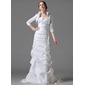 Sheath/Column Sweetheart Court Train Satin Wedding Dress With Ruffle (002001182)