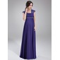 Empire Square Neckline Floor-Length Chiffon Maternity Bridesmaid Dresses With Ruffle Lace Beading (045021003)