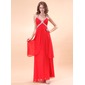 A-Line/Princess Halter Floor-Length Chiffon Holiday Dress With Ruffle Beading (020014398)