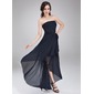 A-Line/Princess Strapless Asymmetrical Chiffon Bridesmaid Dress With Sash (022011167)