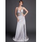 Sheath Court Train Charmeuse Prom Dress With Beading (018015889)