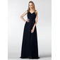 Empire V-neck Sweep Train Chiffon Bridesmaid Dress With Ruffle (007005181)