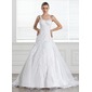 A-Line/Princess One-Shoulder Court Train Organza Satin Wedding Dress With Lace (002005321)