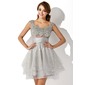 A-Line/Princess Scoop Neck Short/Mini Tulle Charmeuse Cocktail Dress With Ruffle Beading Sequins (016005838) A-Line/Princess Scoop Neck Short/Mini Tulle Charmeuse Cocktail Dress With Ruffle Beading Sequins (016005838)
