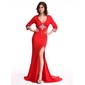Nauwaansluitend V-nek Lange Sleep Chiffon Avondjurk met Beading (017022803) Nauwaansluitend V-nek Lange Sleep Chiffon Avondjurk met Beading (017022803)