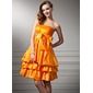 Empire Strapless Knee-Length Taffeta Homecoming Dress With Ruffle (022020874)