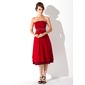 A-Line/Princess Strapless Knee-Length Chiffon Charmeuse Maternity Bridesmaid Dresses With Ruffle (045004379)