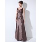Sheath V-neck Floor-Length Taffeta Mother of the Bride Dress With Ruffle Beading (008003191)